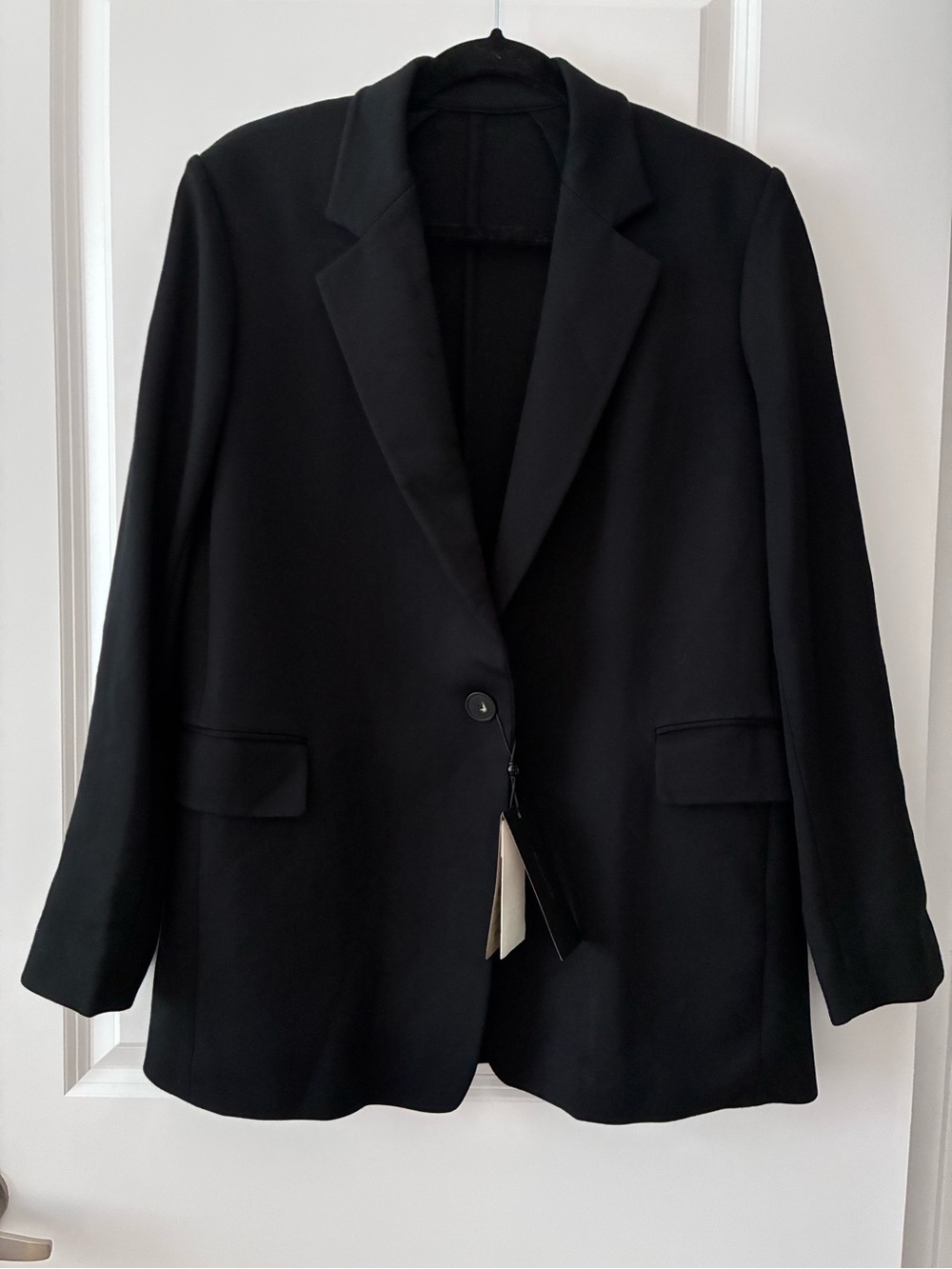 NWT Massimo Dutti Size L Single-Breasted Tailored Italian Fabric Blazer - Black
